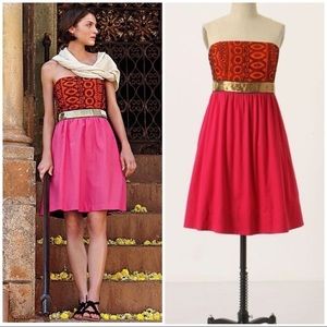 Anthro Floreat Strapless Subcontinent Dress Sequin